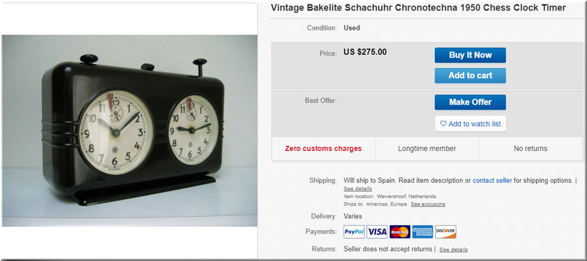Chronotecna chess clock - vintage chess clock