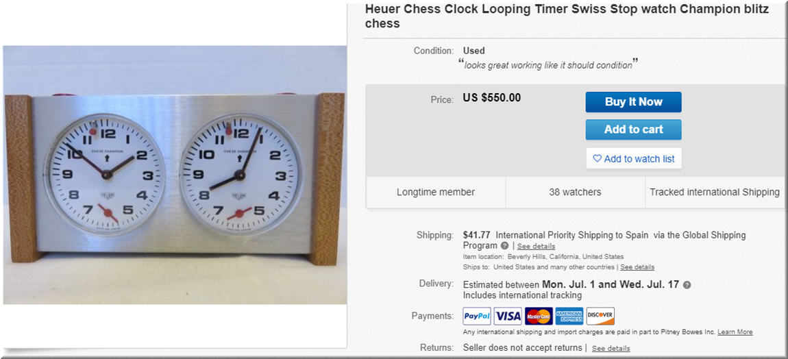 Heuer Looping chess clock - vintage chess clock
