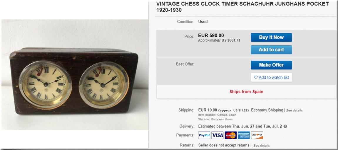 Junghans pocket chess clock - vintage chess clocks
