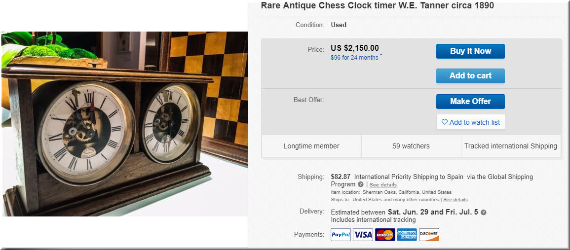 Tanner chess clock _ antique chess clocks