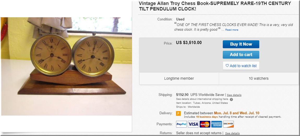 Pendulum chess clock - antique chess clock